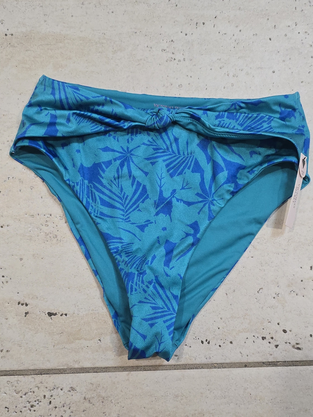 Victoria's Secret Teal Tropical Knot-Front High-Waist Bikini Bottoms